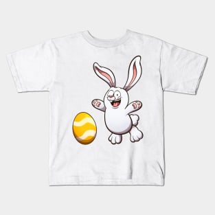 Cute Jumping Easter Bunny With Easter Egg Kids T-Shirt